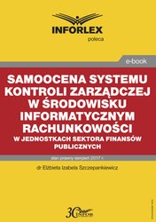 : Samoocena systemu kontroli zarządczej w środowisku informatycznym rachunkowości w jednostkach sektora finansów publicznych - ebook
